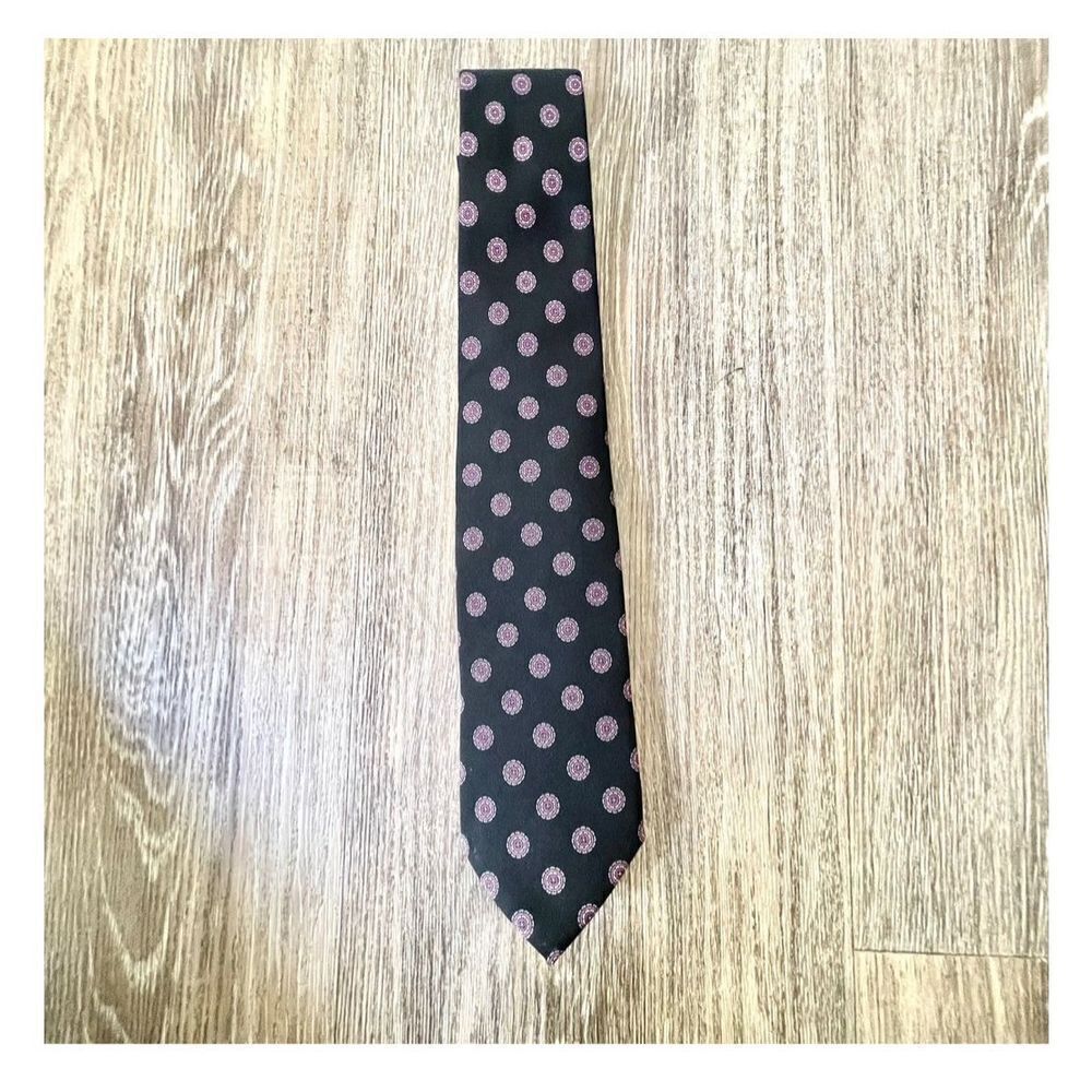 Robert Talbott vintage hand sewn silk black pattern tie